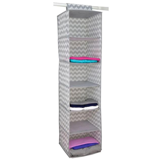 Home Basics® Chevron 6-Shelf Hanging Closet Organizer in Grey