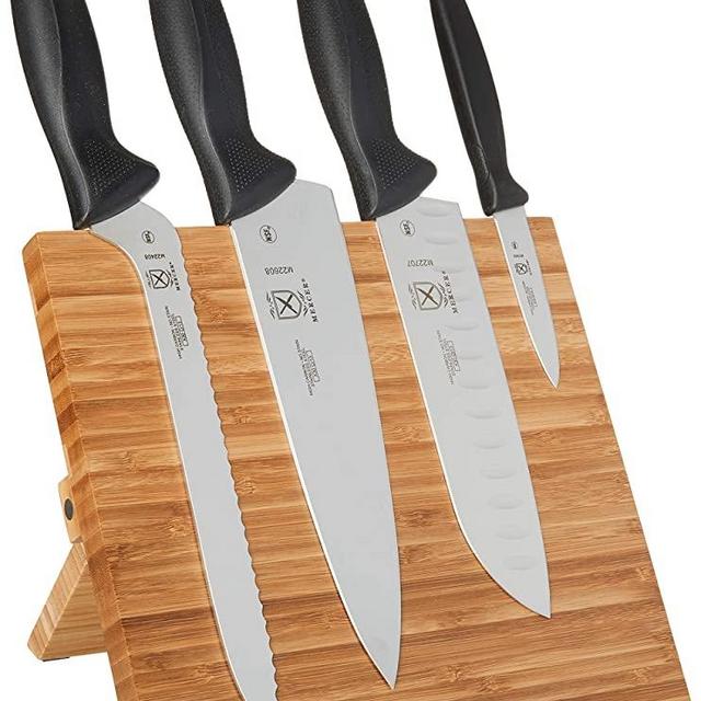 Mercer Culinary - M21981 Millennia 5-Piece Magnetic Board Set with Black Handles, Bamboo , 16 x 8 x 18 inches