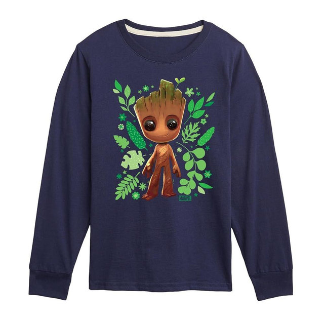 Marvel Guardians of The Galaxy - Baby Groot Leaf - Toddler and Youth Long Sleeve Graphic T-Shirt