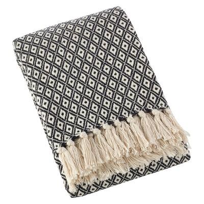 Light Brown Sevan Soft Cotton Diamond Weave Throw Blankets (50&#34;x60&#34;)- Saro Lifestyle
