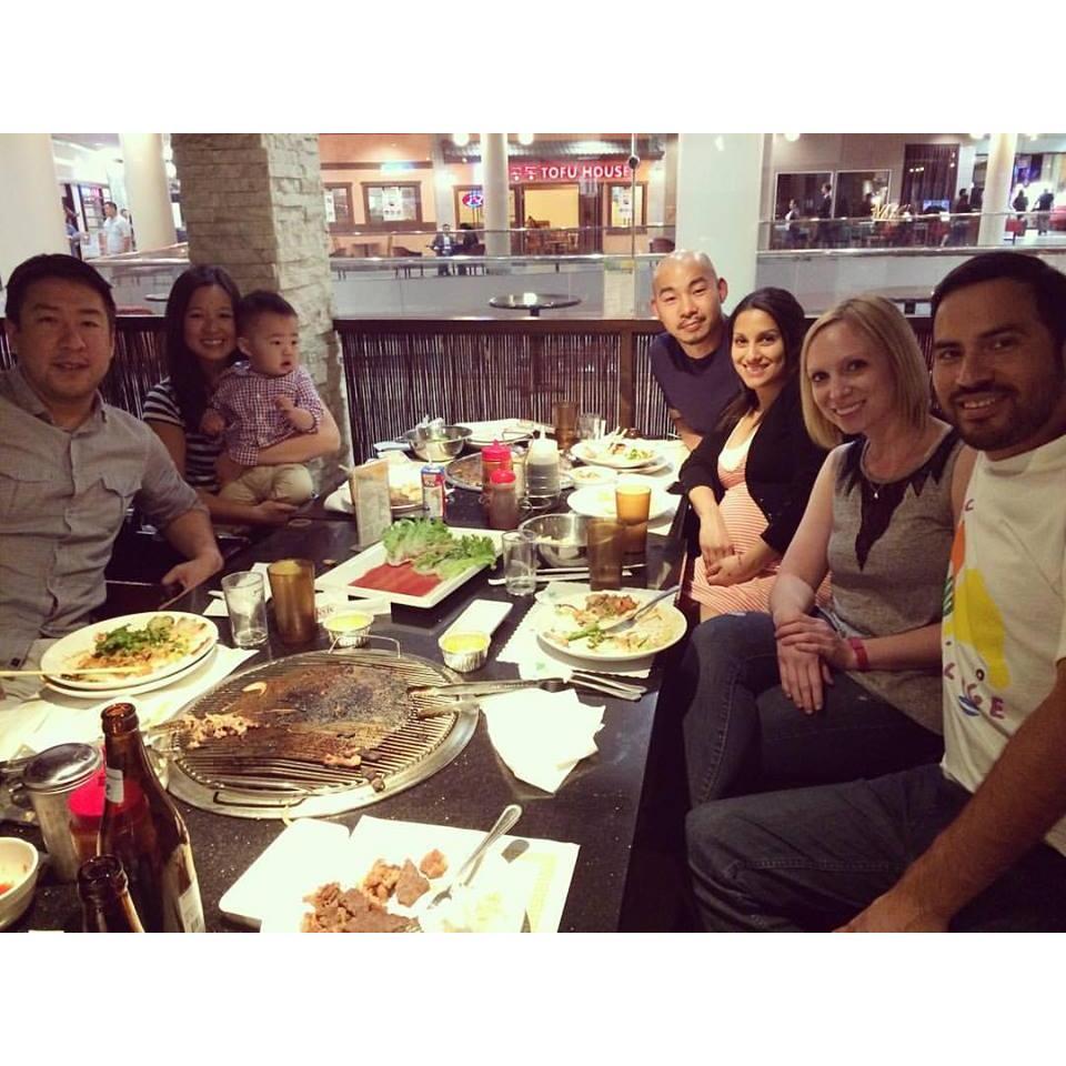 Dinner with Andrew, Michelle, Anderson, Wilson and Rosanna for Katherine's goodbye dinner when she moved back to Fort Wayne.