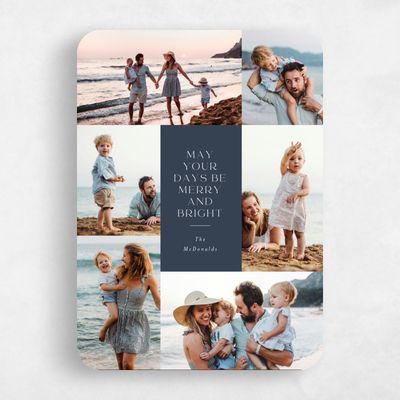 Blue Rounded Holiday Card - Nostalgia Portrait