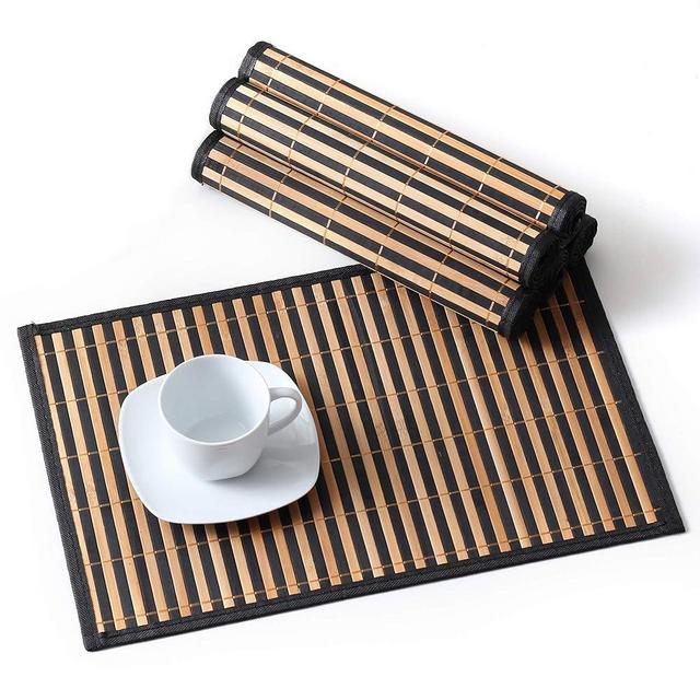 LOVECASA Placemats Set of 6, Bamboo Table Mats Set, 18'' × 12'' Woven Placemat, Washable Heat-Resistant Place Mats for Kitchen and Dining Room