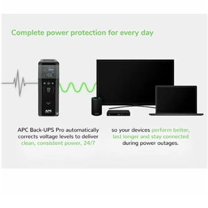 APC - UPS Battery Backup Pro, 1500VA/900W, Tower, 10 Outlets, LCD Display, USB-A + USB-C ports - Black
