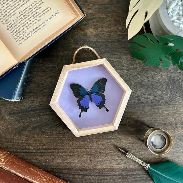 Papercut Purple Butterfly | Entomology Art | Paper sculpture | Framed Art | Paper Cut Insect | Entomology Without Death | Artificial Insect
