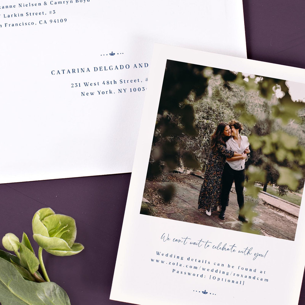 Galleria Portrait | Dusty Cobalt | Zola Wedding Invitations
