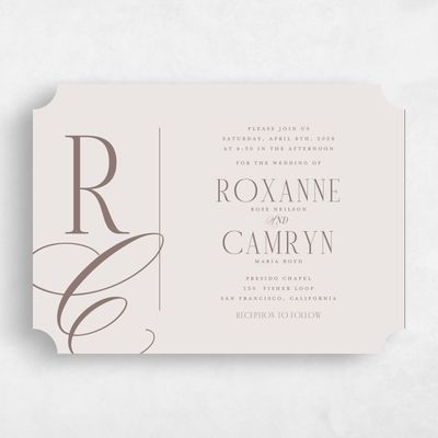 Brown Ticket Wedding Invitation - Kotor Landscape