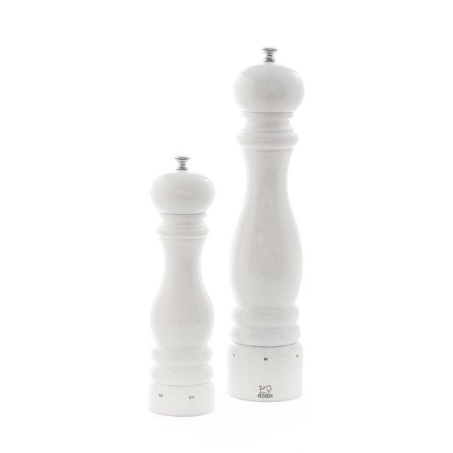 Peugeot Paris White Lacquer 9" Salt & 12" Pepper Mills Set