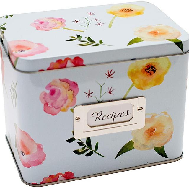 Heart&Berry Recipe Box With Cards And Dividers - Includes 24 4x6 Recipe Cards And 12 Dividers - Recipe Cards And Box Set - Compatible With Standard 4 X 6 Inches Index Cards Recipe Tin