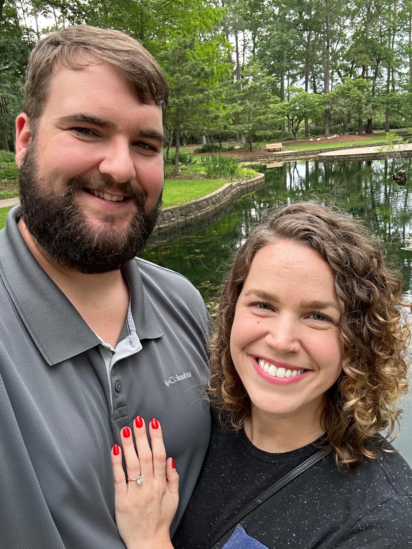 Right after Tim proposed at Mercer Botanic Garden!
