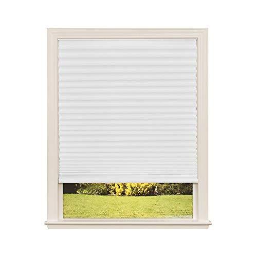 Easy Lift Trim-at-Home Cordless Pleated Light Filtering Fabric Shade White, 30 in x 64 in, (Fits windows 19"- 30")