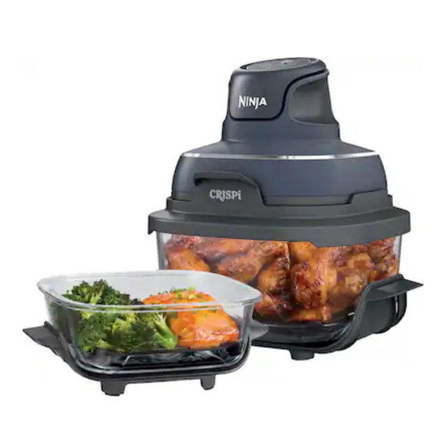 Ninja - Crispi® 5-in-1 Portable Glass Air Fryer Cooking System - Gray