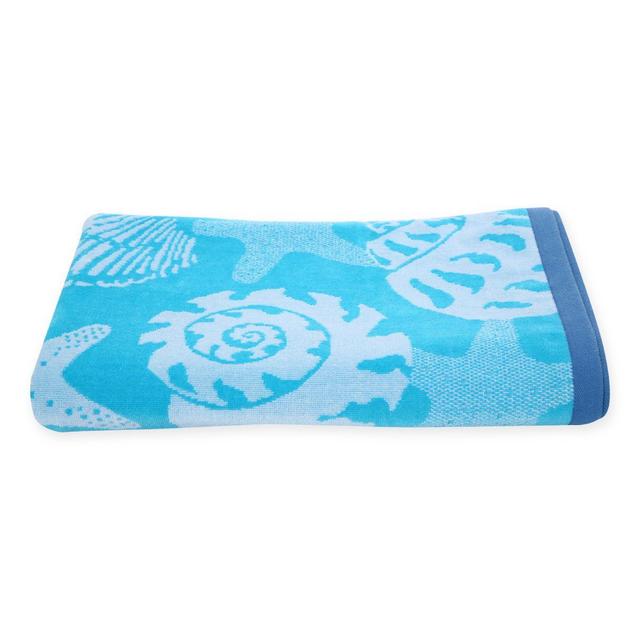 Destination Summer Seashells Beach Towel in Blue/White