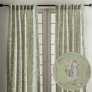 Maison d' Hermine Curtains for Living Room 100% Cotton 84 inch Length Two Panels Light Filtering Toile Curtains for Bedroom Windows with Rod and Loop Pockets Drapes (Joli Jouy Green, 50" W x 84" L)