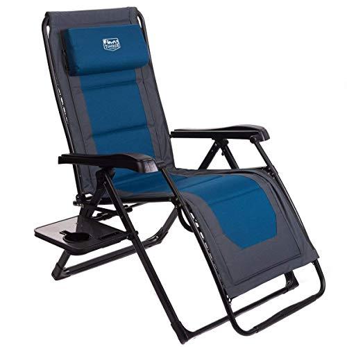 Timber Ridge Zero Gravity Locking Lounge Chair Oversize XL Adjustable Recliner with Headrest for Outdoor Beach Patio Pool Support 350lbs, Blue-Padded