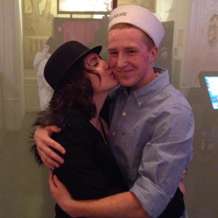 Our first "kiss" -- we hadn't started dating yet!