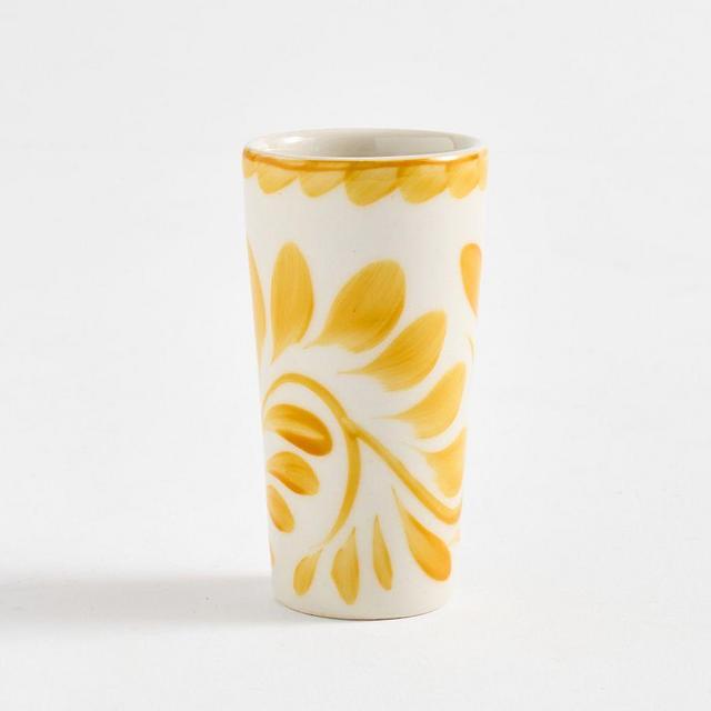 Puebla Porcelain Shot Glasses, Set of 4 - Yellow/White