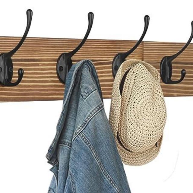 IBosins Wall Mounted Coat Rack, 31-2/5'' Long, Entryway Hanging Coat Rack, Metal Wood Coat Rack with 8 Black Literary Rustic Hooks Rail for Coat, Scarf, Bag, Towel, Key, Cap, Cup, Hat
