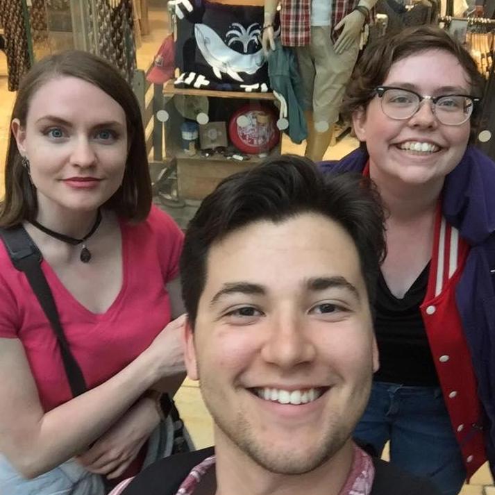 Sarah, Robert, and Zoe explore Harrod's department store, London, June 2017.