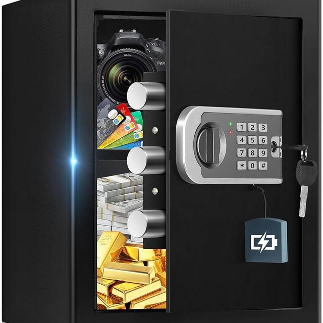 1.8 Cuft Safes for Home, Fireproof Safe Box, Home Safes Fireproof Waterproof with Electronic Keypad, Spare Key, Smart Alert, Security Fire Proof Safe for home documents Money Medicine