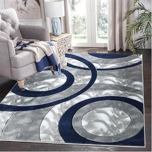 Area Rug Modern 5x7 Navy Circles Geometry