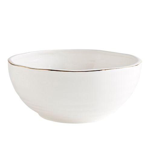 Elegant Gold Rim White Serving Bowl