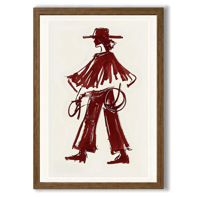 Western Cowgirl Canvas Wall Art Cowboy Boots Wall Decor Modern Red Wine Cowgirl Print Girls Country Posters Western Pictures for Living Room Bedroom Office 16x24 Inch Framed