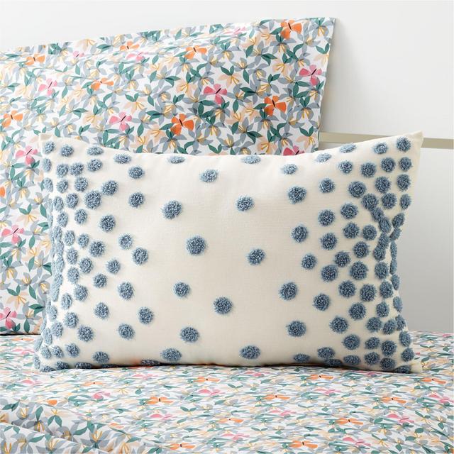 Blue Pom Pom PIllow