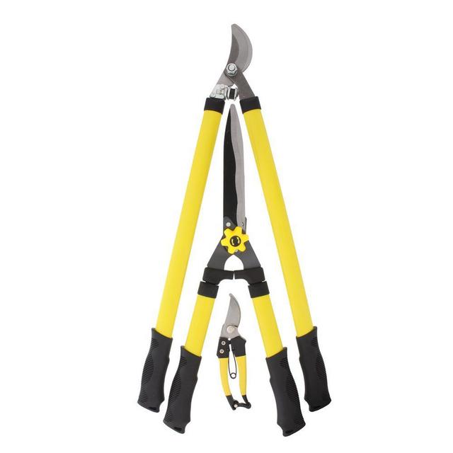 Pruner Set with Bypass Lopper, Hedge Shears and Bypass Pruner (3-Piece)