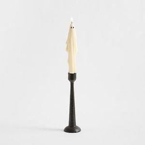 Flameless Ghost Taper Candle, White