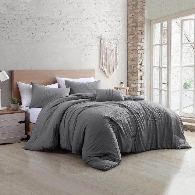 Modern Threads 4-Piece Garment-Washed Comforter Set Beck Grey Queen