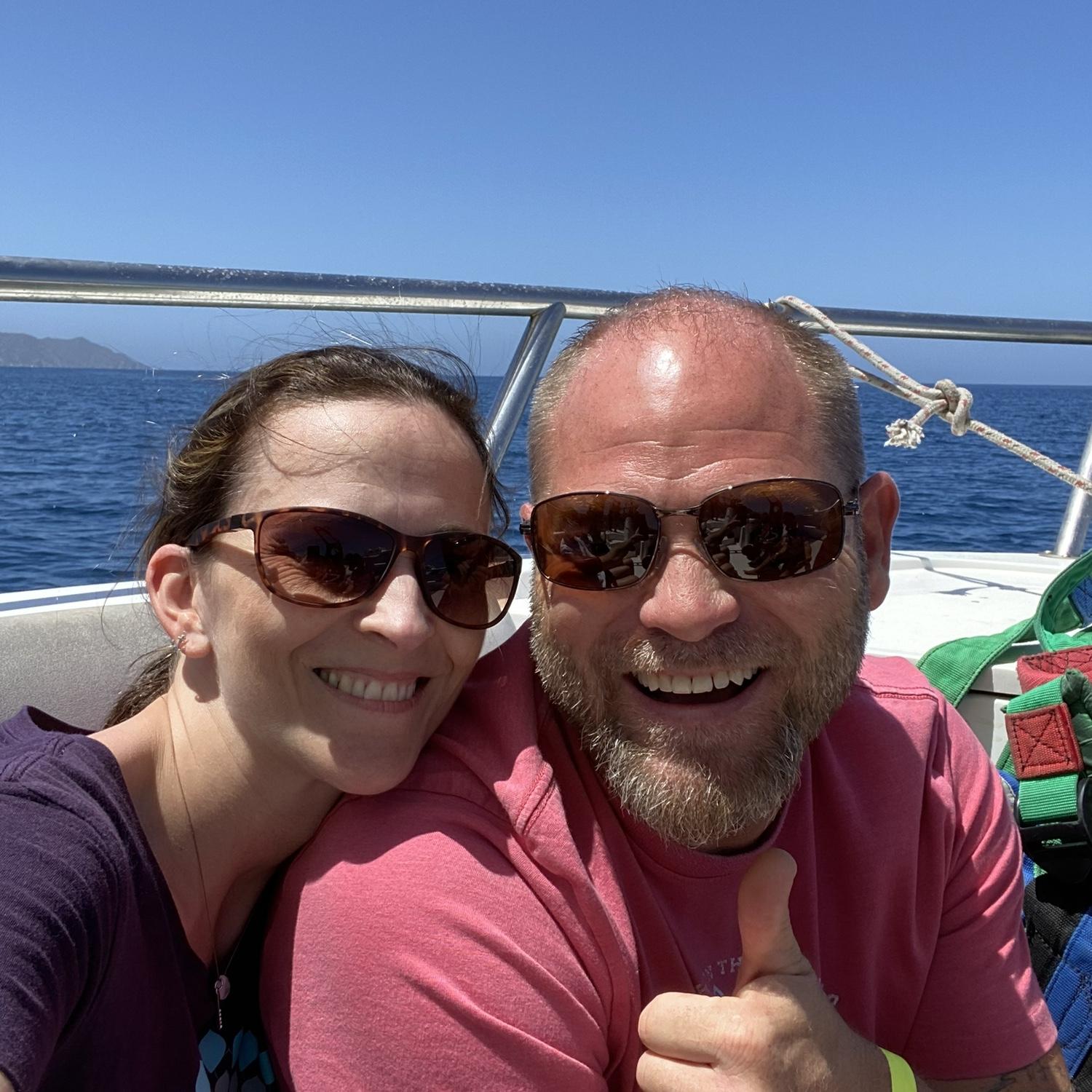 Before we went parasailing in Catalina!!