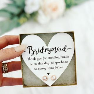 Cubic Zircon Earring with Heart Card