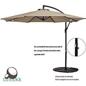 COBANA 10 Ft Patio Umbrella Offset Hanging Umbrella Outdoor Market Umbrella Garden Umbrella, 250g/sqm Polyester, Beige
