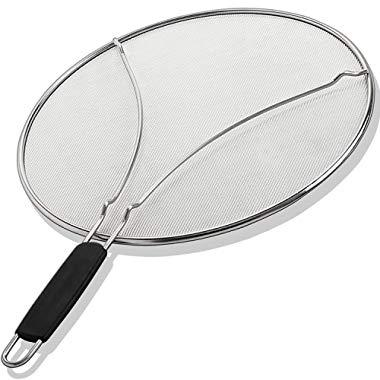 Grease Splatter Screen for Frying Pan 15" - Stops 99% of Hot Oil Splash - Protects Skin from Burns - Splatter Guard for Cooking - Iron Skillet Lid Keeps Kitchen Clean - Stainless Steel (15 inch)