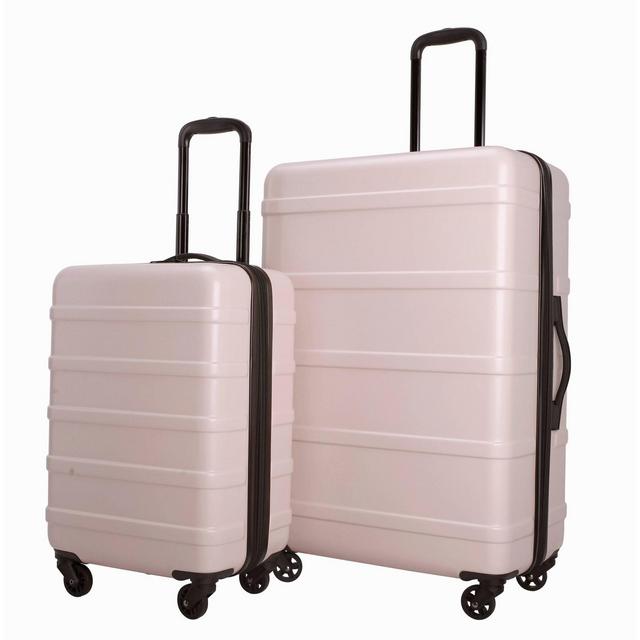 Skyline 2pc Hardside Checked Spinner Luggage Set - Rose Smoke