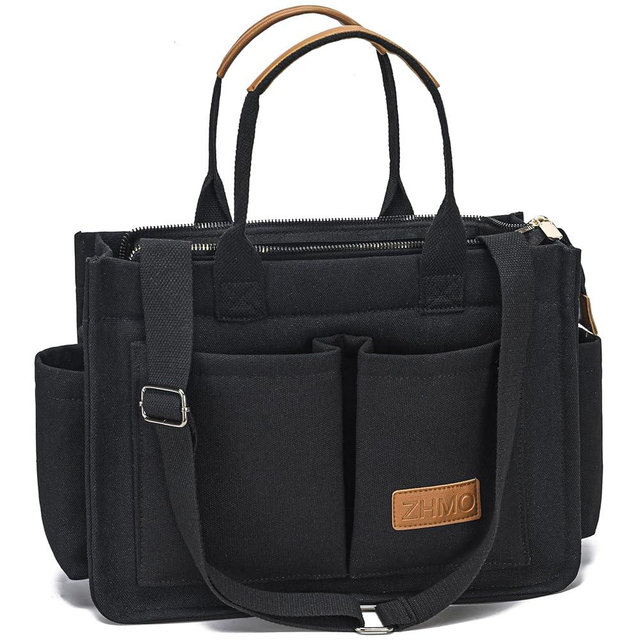 ZHMO Large Canvas Tote Bag for Women,Womens Laptop Work Book Bags Crossbody Purse Handbag Shoulder Travel Messenger Gym Totes