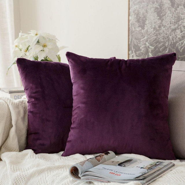 MIULEE Pack of 2, Velvet Soft Soild Decorative Square Throw Pillow Covers Set Cushion Cases Pillowcases for Sofa Bedroom Car18 x 18 Inch 45 x 45 cm