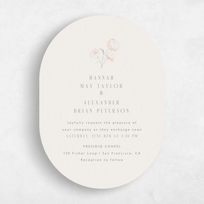 Beige Oval Wedding Invitation - Lorelei Portrait