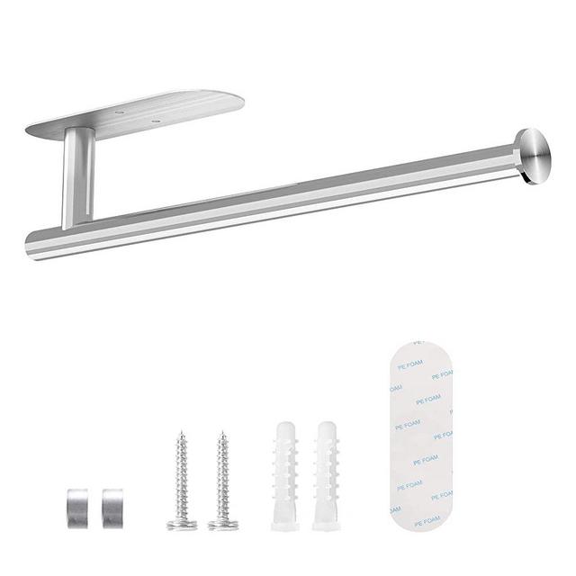 Paper Towel Holder for Kitchen Under Cabinet, Both Available in Adhesive and Wall Mounted Paper Towel Rack, SUS304 Stainless Steel (Silver)