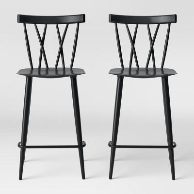 Set of 2 Becket Metal X Back Counter Stool Black - Project 62™
