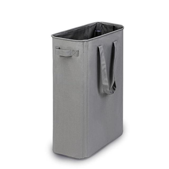 efluky Laundry Basket, Dirty Clothes Basket with Handles, Foldable Laundry Basket for Clothes, Tall Laundry Basket for Laundry Room, Dorm and Bedroom, 12.7 Gallons(48L) Grey