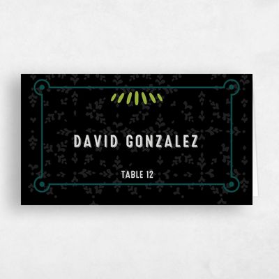 Black Wedding Place Card - Rios