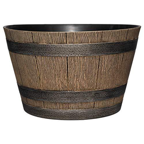 Classic Home and Garden S1027D-265R Whiskey Barrel, 20.5", Distressed Oak