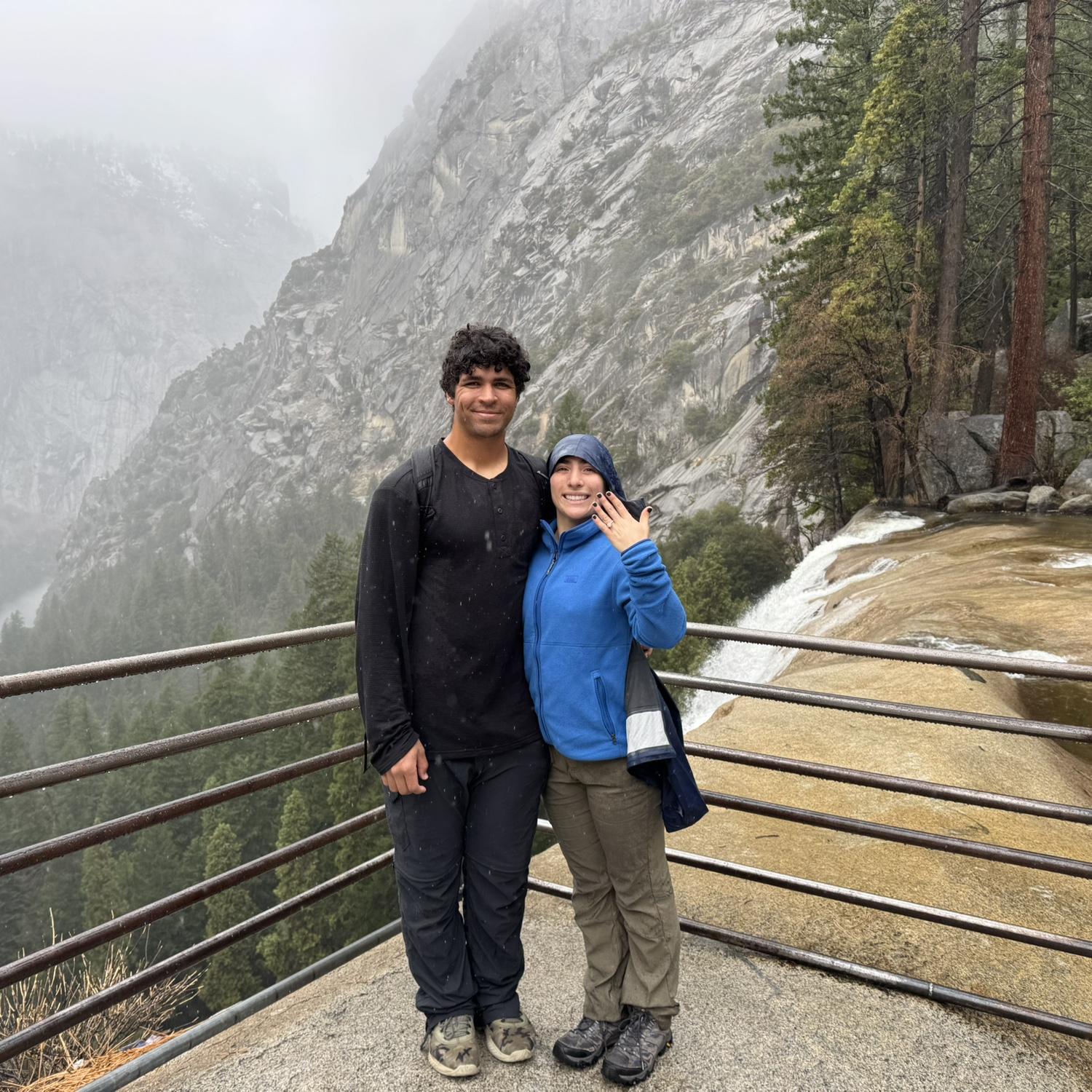 Our Actual Engagement at Vernal Fall in Yosemite