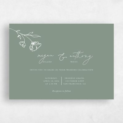 Deep Sage, Green Wedding Invitation - Varnell Landscape