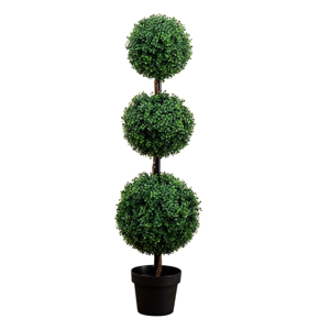 Nearly Natural 4ft. Artificial Triple Ball Boxwood Topiary Tree (Indoor/Outdoor)
