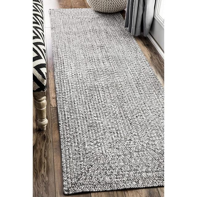 nuLOOM Wynn Braided Indoor/Outdoor Runner Rug, 2' 6" x 10', Light Grey/Salt and Pepper