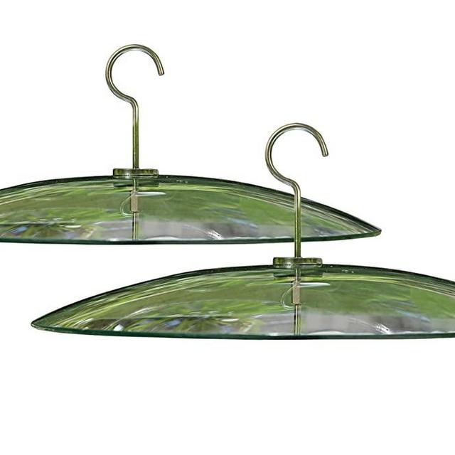 2 Pack 13 1/2 Inch Clear Glass Squirrel Baffle Weather Guard for Shepherd Hook or Bird Feeding Station Pole or Hanging Bird Feeders