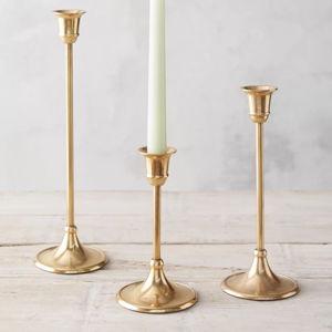 Set of 6 Brass Gold Candle Holders for Taper, Vintage Candlestick Holder Decorative Metal Candle Sticks Home Decor Centerpieces for Table Mantel Festive Decorations